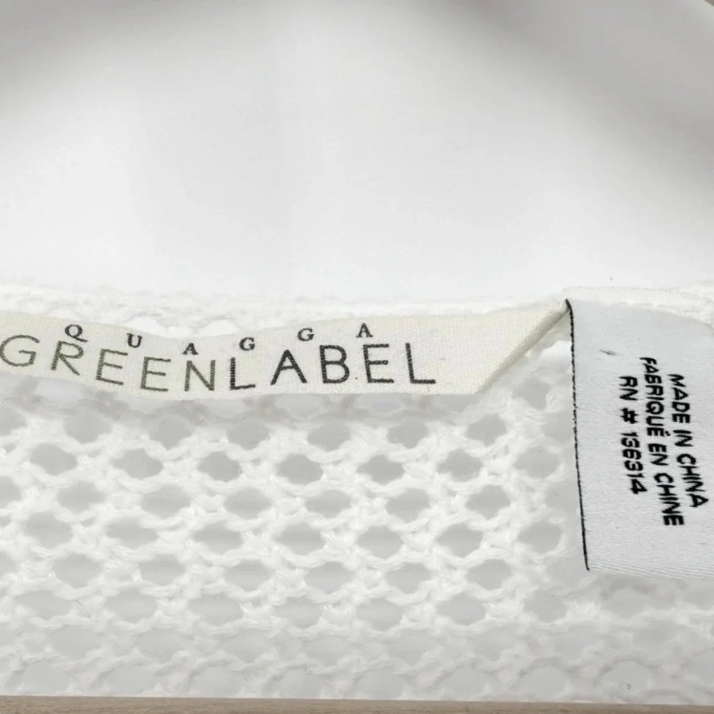 Green Label White Crochet Knit Tie Tassel Swim Cover Up‎ Dress M Boho